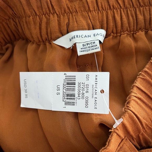 NWT American Eagle Linen Blend Pants With Belt - Pumpkin Spice - Picture 8 of 10